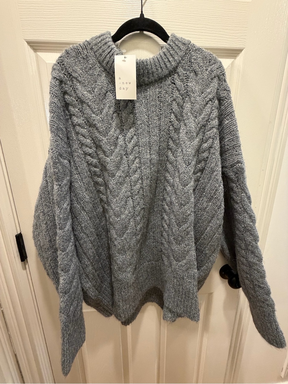 A New Day Gray Cable knit Sweater 2X NWT